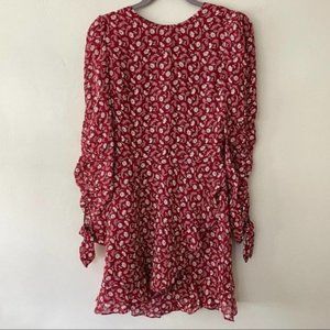 Reformation Lucita red floral long-sleeve dress XS